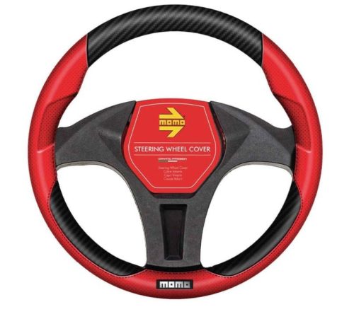 MOMO Tuning kormányvédő - 38-39cm - fekete/piros-fehér