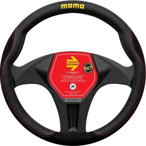 MOMO Comfort kormányvédő - M, 38-39cm - fekete/piros/sárga