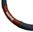 Momo LUXURY kormányvédő - M 38-39 cm - fekete/barna, fa mintával