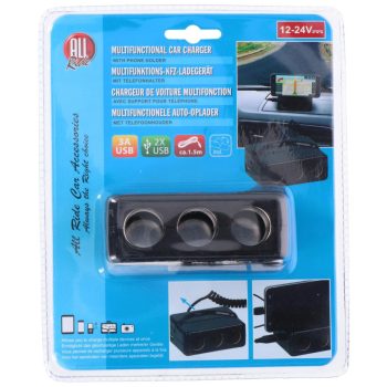 All Ride 3-as szivargyújtó elosztó - USB, 3A, 12/24V