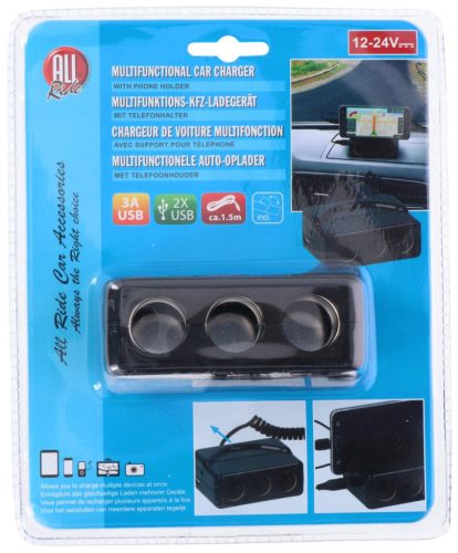 All Ride 3-as szivargyújtó elosztó - USB, 3A, 12/24V