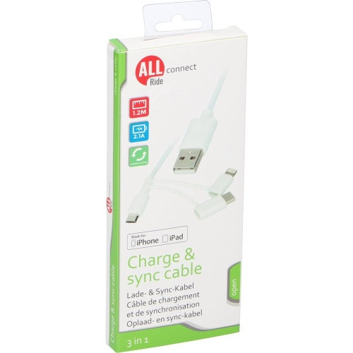 3IN1 adatkábel - microUSB, Type-C, Lightning