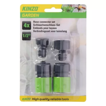   Kinzo csatlakozókészlet kerti locsolótömlőhöz - 1/2" - 4 darabos