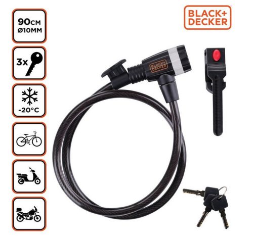 Black&Decker kábelzár kerékpárhoz - 90cm