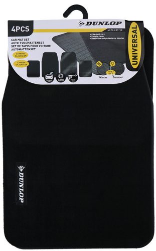 Dunlop univerzális autószőnyeg szett - két oldalas - textil/gumi - fekete