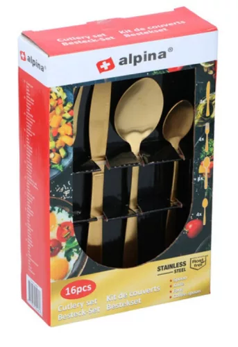 Alpina 16db-os evőeszköz készlet - arany