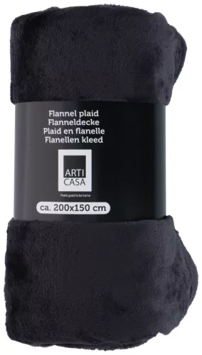 Flanel takaró - sötétszürke - 200x150 cm