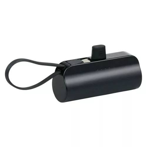 Grundig Mini Powerbank 5000 mAh beépített Type-C kábellel - fekete