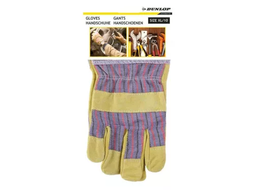 Dunlop textíl-bőr munkakesztyű - 10es méret, XL - párban
