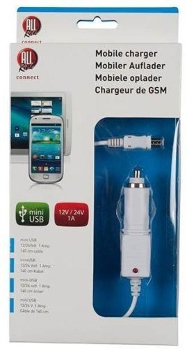 Szivargyujtós töltő - miniUSB - 140cm - 12/24V