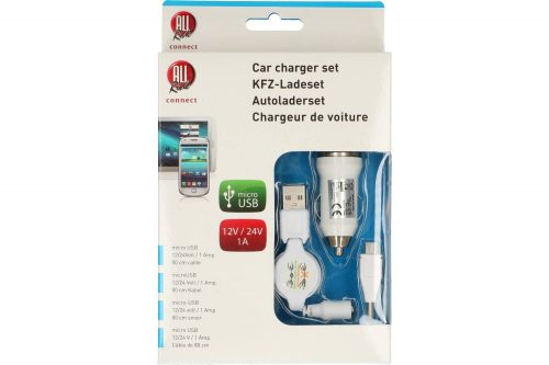 All Ride Connect szivargyújtós töltő - Micro USB - 12/24V 1A - 80cm