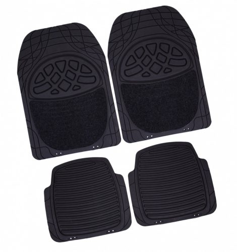 Carpoint - 4 részes autószőnyeg szett, gumi, vágható, fekete színű