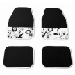 4 részes, autós szőnyegszett, műanyagszövet, fekete-fehér, virágmintával
