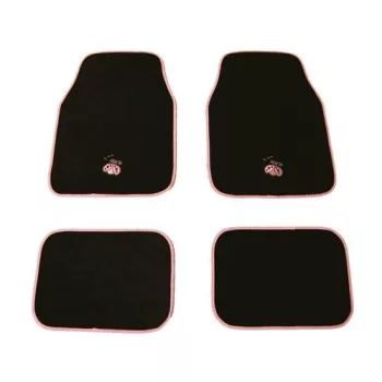   4 részes, autós szőnyegszett, műanyagszövet, fekete, katicás mintával
