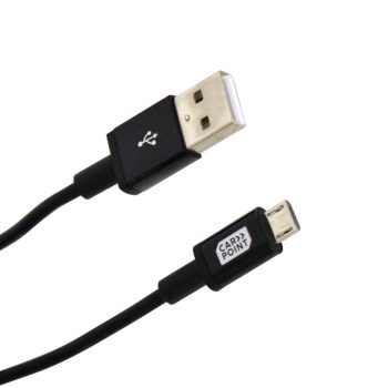 CarPoint microUSB adatkábel - Fekete - 1m