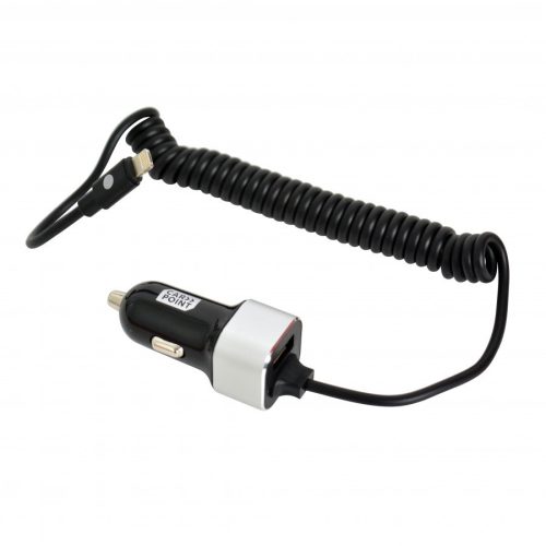 Carpoint szivargyújtós töltő - USB+Lightning+MicroUSB - 120cm