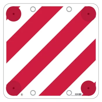 Műanyag piros-fehér fényvisszaverő tábla - 50x50cm