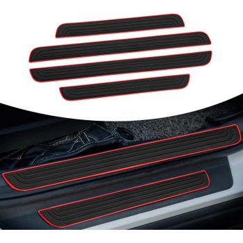   MaxSpeed 4db-os küszöbvédő matrica - fekete, piros szegéllyel