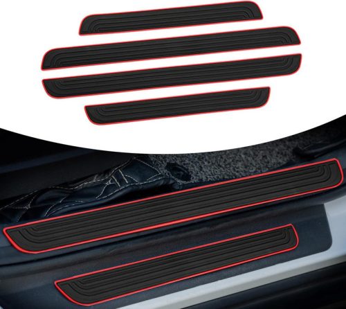 MaxSpeed 4db-os küszöbvédő matrica - fekete, piros szegéllyel