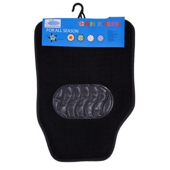   4 részes autószőnyeg szett, taposóbetéttel, szövet, fekete színű