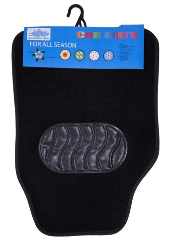 4 részes autószőnyeg szett, taposóbetéttel, szövet, fekete színű