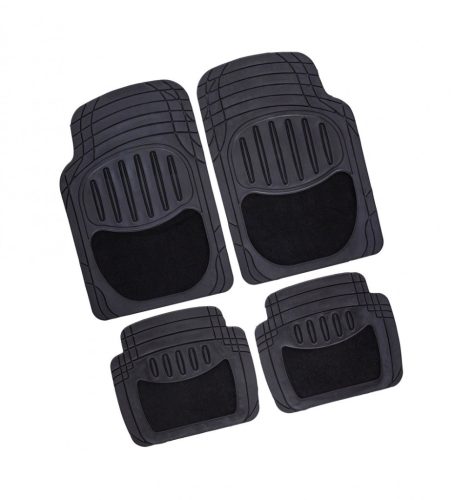 4 részes autószőnyeg szett, gumi és textil, 72x45cm - 45x40cm, antracit színű