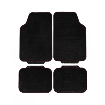   4 részes, autós gumiszőnyeg szett, fekete színű, piros szegéllyel