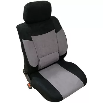   Univerzális 8 részes üléshuzat szett, deréktámasszal - fekete-szürke színben