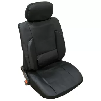   Univerzális 8 részes üléshuzat szett, deréktámasszal -  fekete színű, műbőr