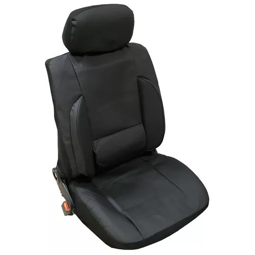 Univerzális 8 részes üléshuzat szett, deréktámasszal -  fekete színű, műbőr