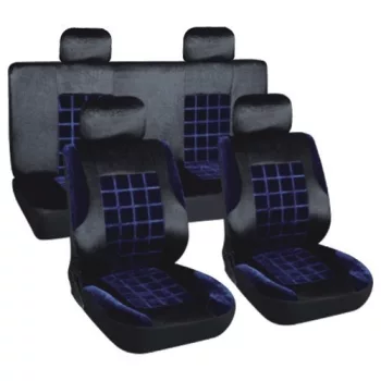   Univerzális 8 részes üléshuzat szett, plüss - kék színű