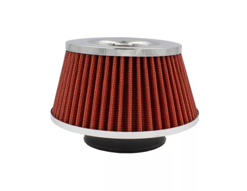 MaxSpeed sport levegőszűrő - króm/piros - 10,2cm