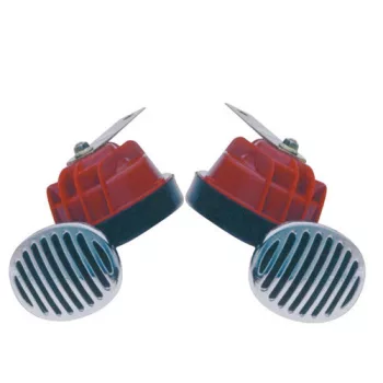 12V-os dupla csigakürt - piros-króm