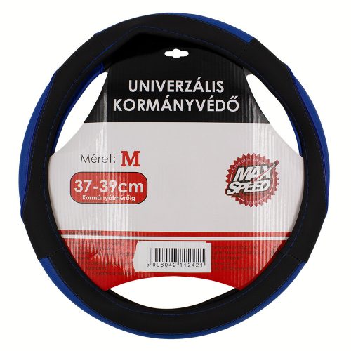 MaxSpeed perforált műbőr kormányvédő - fekete/kék - 37-39cm