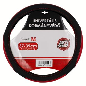   MaxSpeed perforált műbőr kormányvédő - fekete/piros - 37-39cm