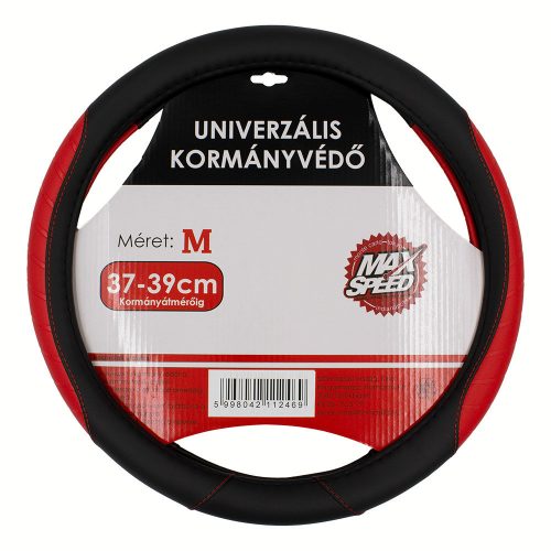 MaxSpeed műbőr kormányvédő - fekete/piros - 37-39cm