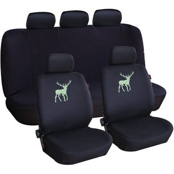   Anma - 9 részes univerzális üléshuzat szett - fekete színben szarvas mintával