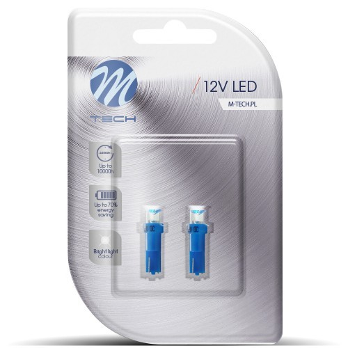 M-Tech T5 LED dióda homorú kék színű - párban