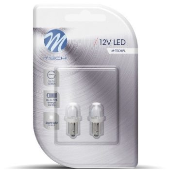   M-Tech BA9S LED dióda domború meleg fehér színű - párban