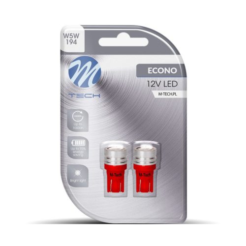 M-Tech W5W T10 LED izzó pár - piros
