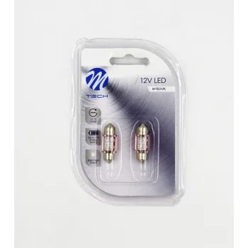   M-Tech Sofita LED izzó - LB022R 12V C5W SV8.5 - piros - párban