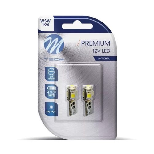 M-Tech T10 LED P 5x5050 SMD Can-Bus fehér színű - párban