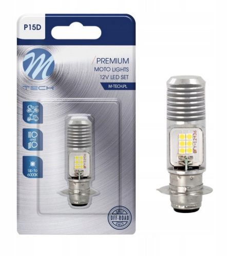 M-Tech LB551W-01B P15D LED izzó - fehér - 12V - 1db