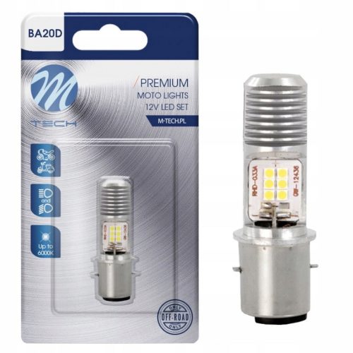M-Tech LB552W-01B BA20D LED izzó - fehér - 12V - 1db