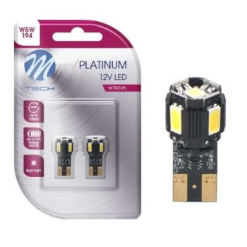 M-Tech LED izzó 12V W5W T10 - fehér - párban