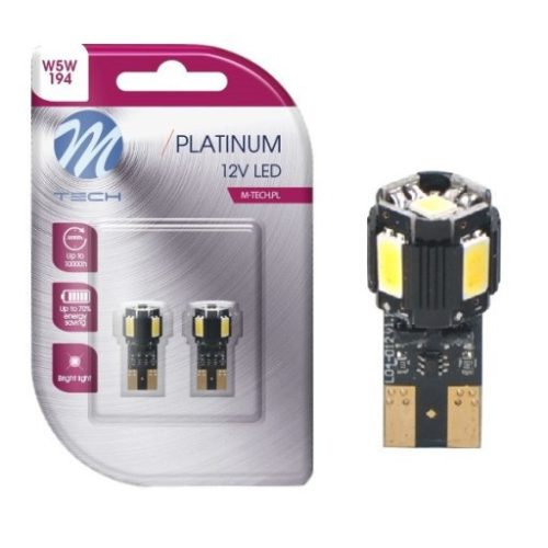 M-Tech LED izzó 12V W5W T10 - fehér - párban