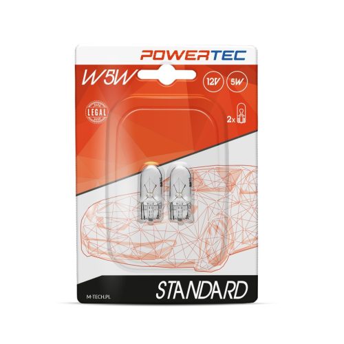 Powertec Standard T10, W5W halogén izzó 12V (bliszter)