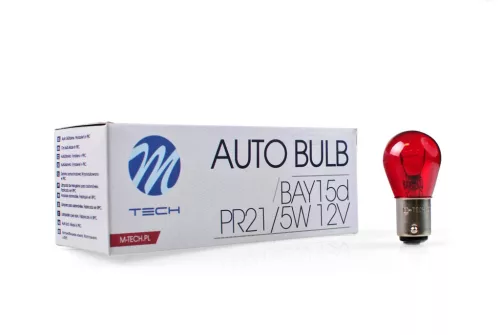 M-Tech BAY15D, P21/5W piros halogén izzó 12V - 1db