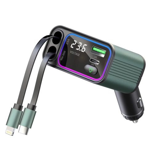 GC08 65 W 4 az 1-ben visszahúzható szivargyújtós töltő - USB Type C - 36W