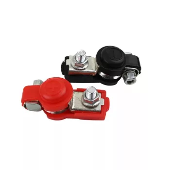 Szigetelt akkumulátor saru - fekete/piros - párban